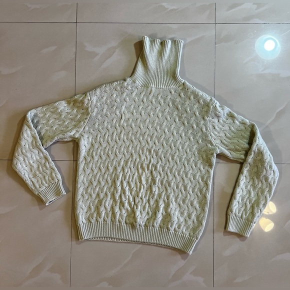 Jeanne Pierre Yellow Cotton Knit Turtleneck Sweater Size Small - Picture 15 of 16